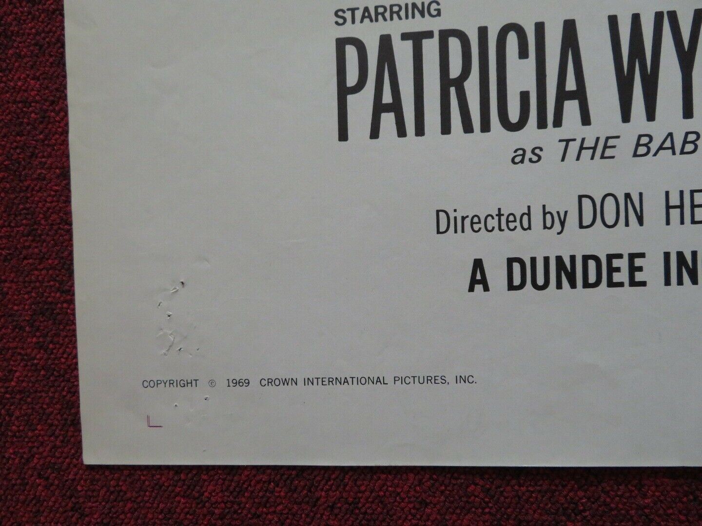 THE BABYSITTER US ONE SHEET POSTER PATRICIA WYMER GEORGE E. CAREY 1969 Movie posters