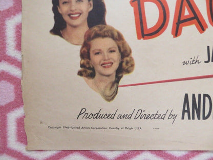 THE BACHELOR'S DAUGHTER'S FOLDED US ONE SHEET POSTER G RUSSELL C TREVOR 1946 Movie posters