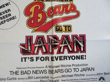 THE BAD NEWS BEARS GO TO JAPAN US ONE SHEET POSTER TONY CURTIS 1978 Movie posters