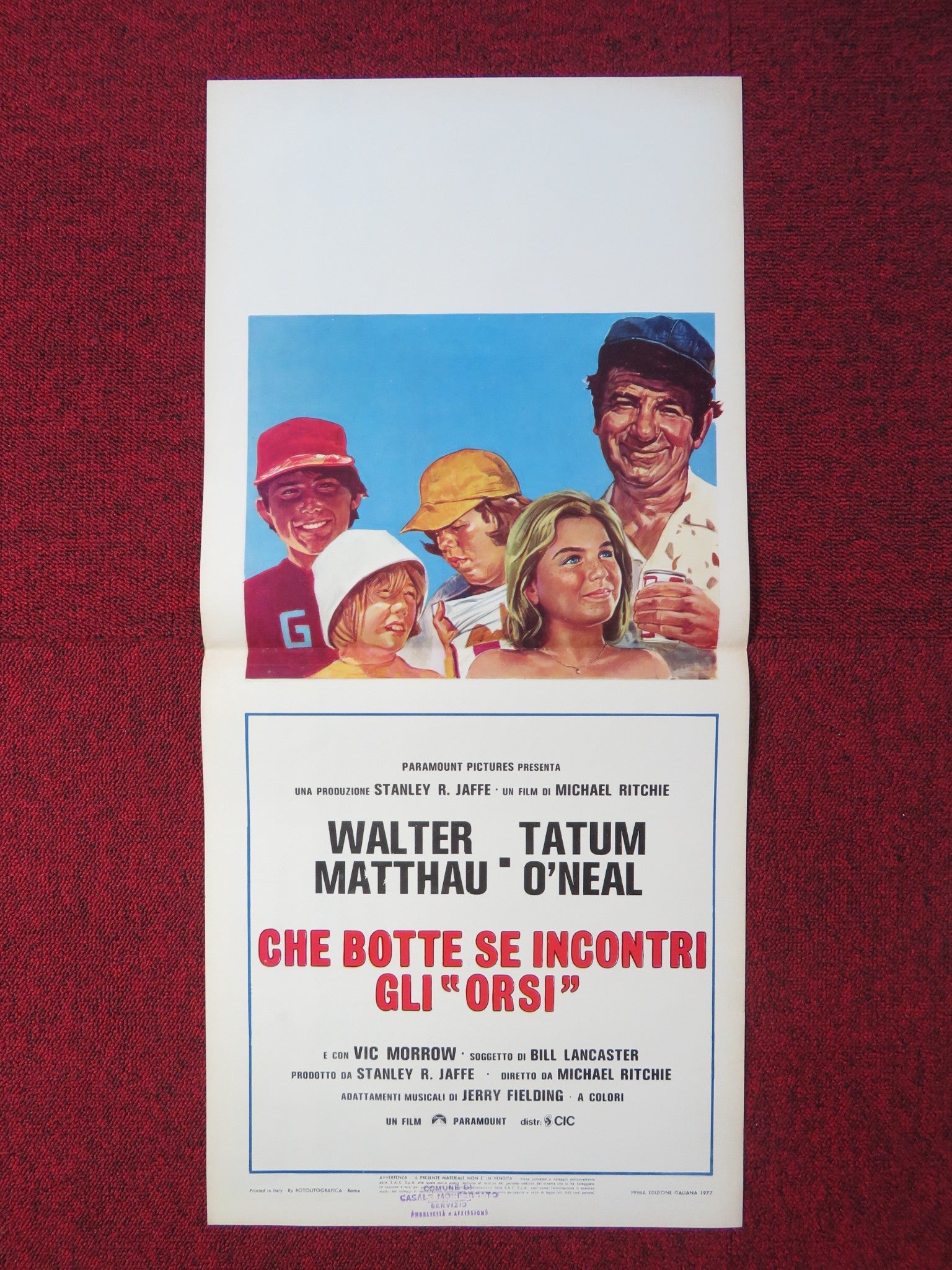 THE BAD NEWS BEARS ITALIAN LOCANDINA POSTER WALTER MATTHAU TATUM O'NEAL 1977 Rendezvous Cinema Movie posters