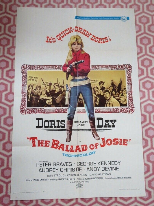 THE BALLAD OF JOSIE FOLDED US ONE SHEET POSTER DORIS DAY PETER GRAVES 1968 Movie posters