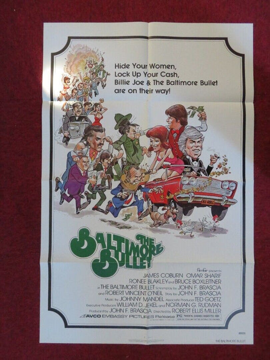 THE BALTIMORE BULL FOLDED US ONE SHEET POSTER JAMES COBURN OMAR SHARIF 1980 Movie posters