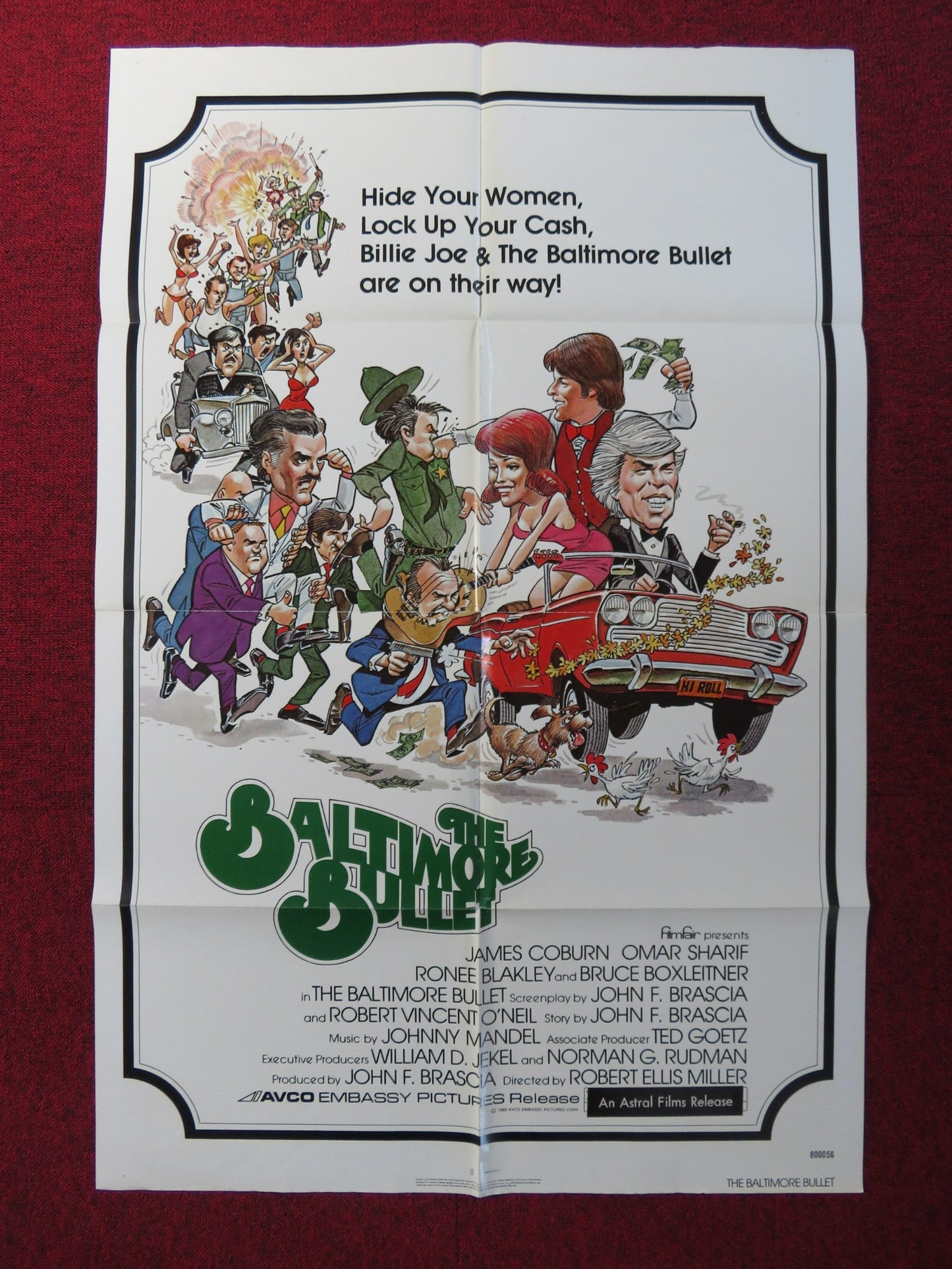 THE BALTIMORE BULLET FOLDED US ONE SHEET POSTER JAMES COBURN OMAR SHARIF 1980 Rendezvous Cinema Movie posters