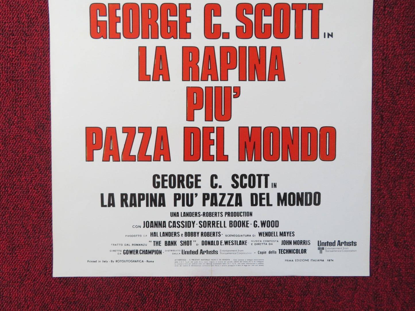 THE BANK SHOT ITALIAN LOCANDINA POSTER GEORGE C. SCOTT JOANNA CASSIDY 1974 Rendezvous Cinema Movie posters