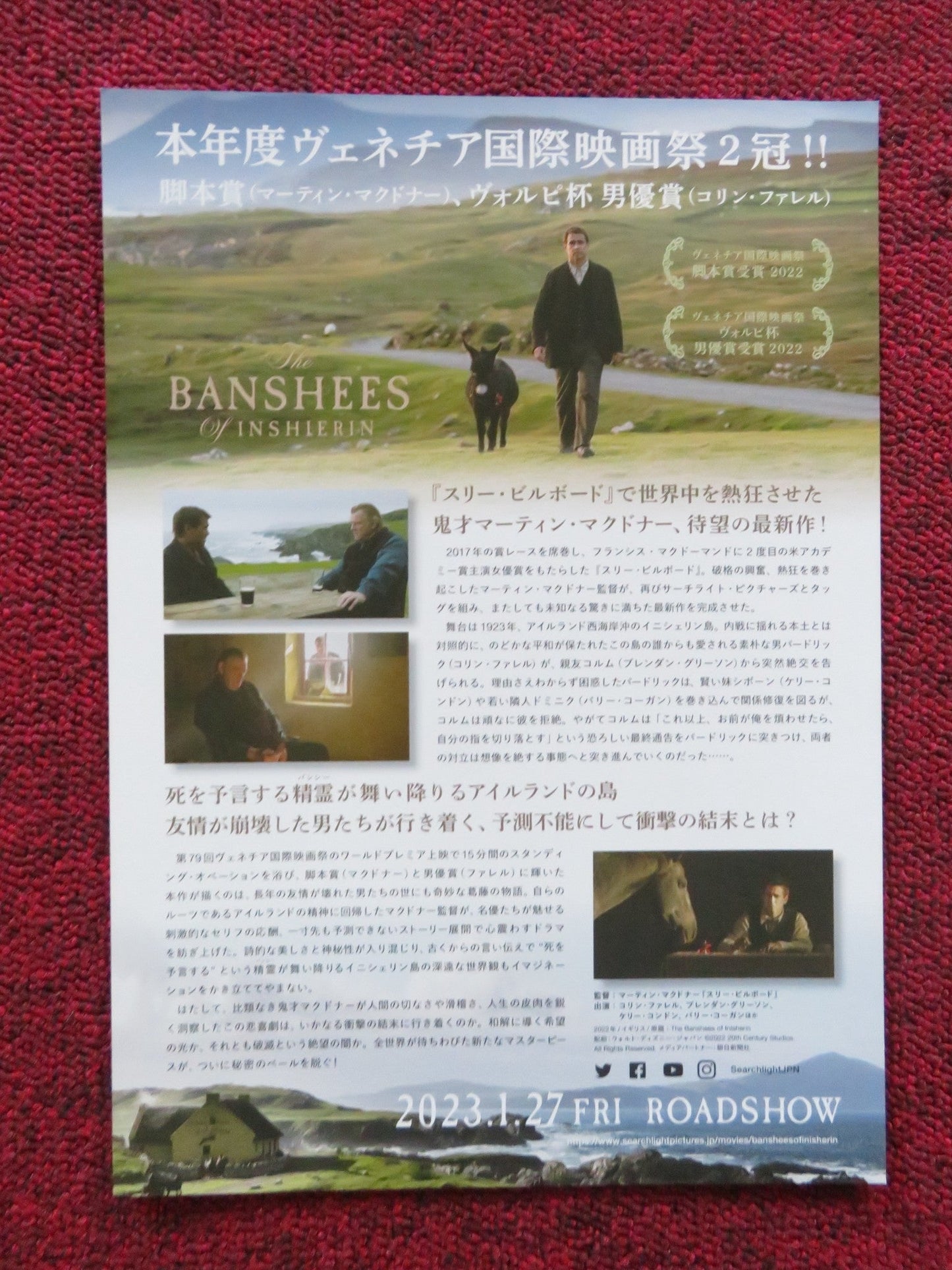 THE BANSHEES OF INSHIERIN - A JAPANESE CHIRASHI (B5) POSTER FARRELL GLEESON 2022 Rendezvous Cinema Movie posters