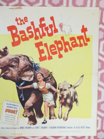 THE BASHFUL ELEPHANT US HALF SHEET (22"x 28") POSTER MOLLIE MACK 1962 Movie posters