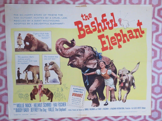 THE BASHFUL ELEPHANT US HALF SHEET (22"x 28") POSTER MOLLIE MACK 1962 Movie posters