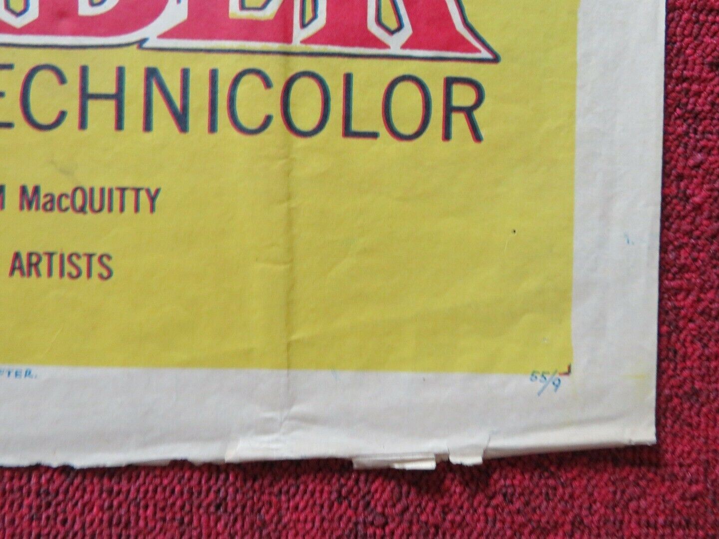 THE BEACHCOMBER FOLDED US ONE SHEET POSTER GLYNIS JOHNS ROBERT NEWTON 1955 Movie posters