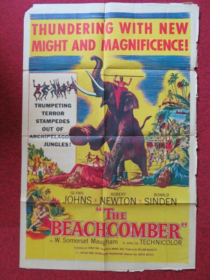 THE BEACHCOMBER FOLDED US ONE SHEET POSTER GLYNIS JOHNS ROBERT NEWTON 1955 Movie posters