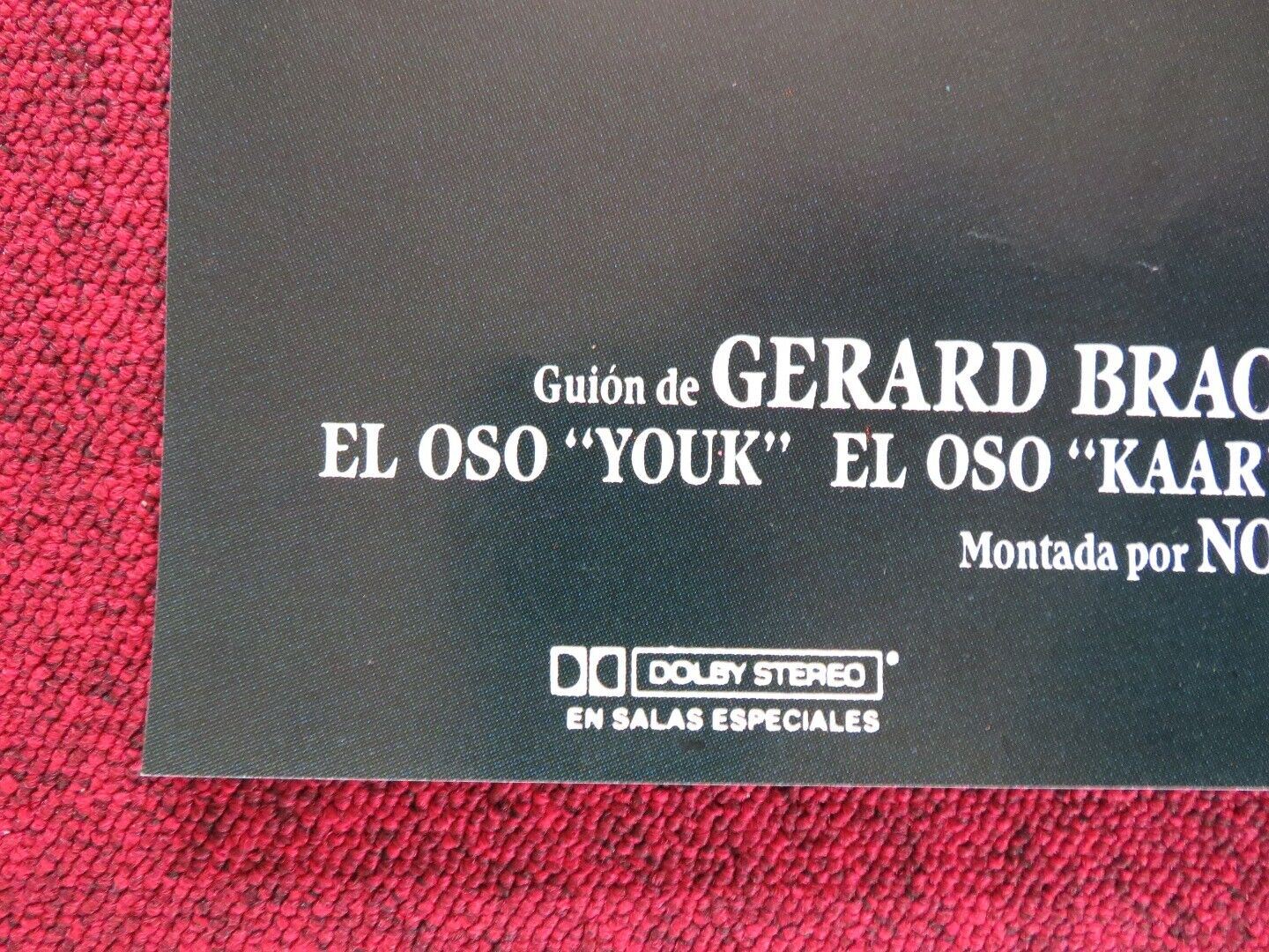 THE BEAR SPANISH ROLLED POSTER JACK WALLACE TCHECKY KARYO 1988 Movie posters