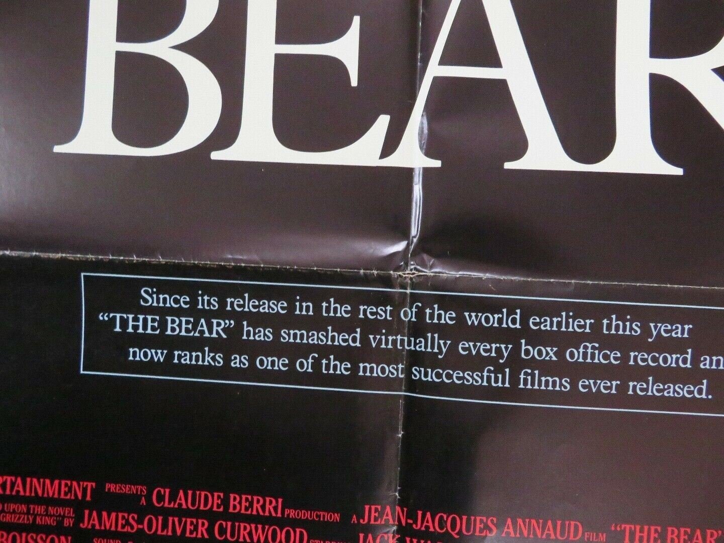 THE BEAR US ONE SHEET POSTER JACK WALLACE 1988 Movie posters