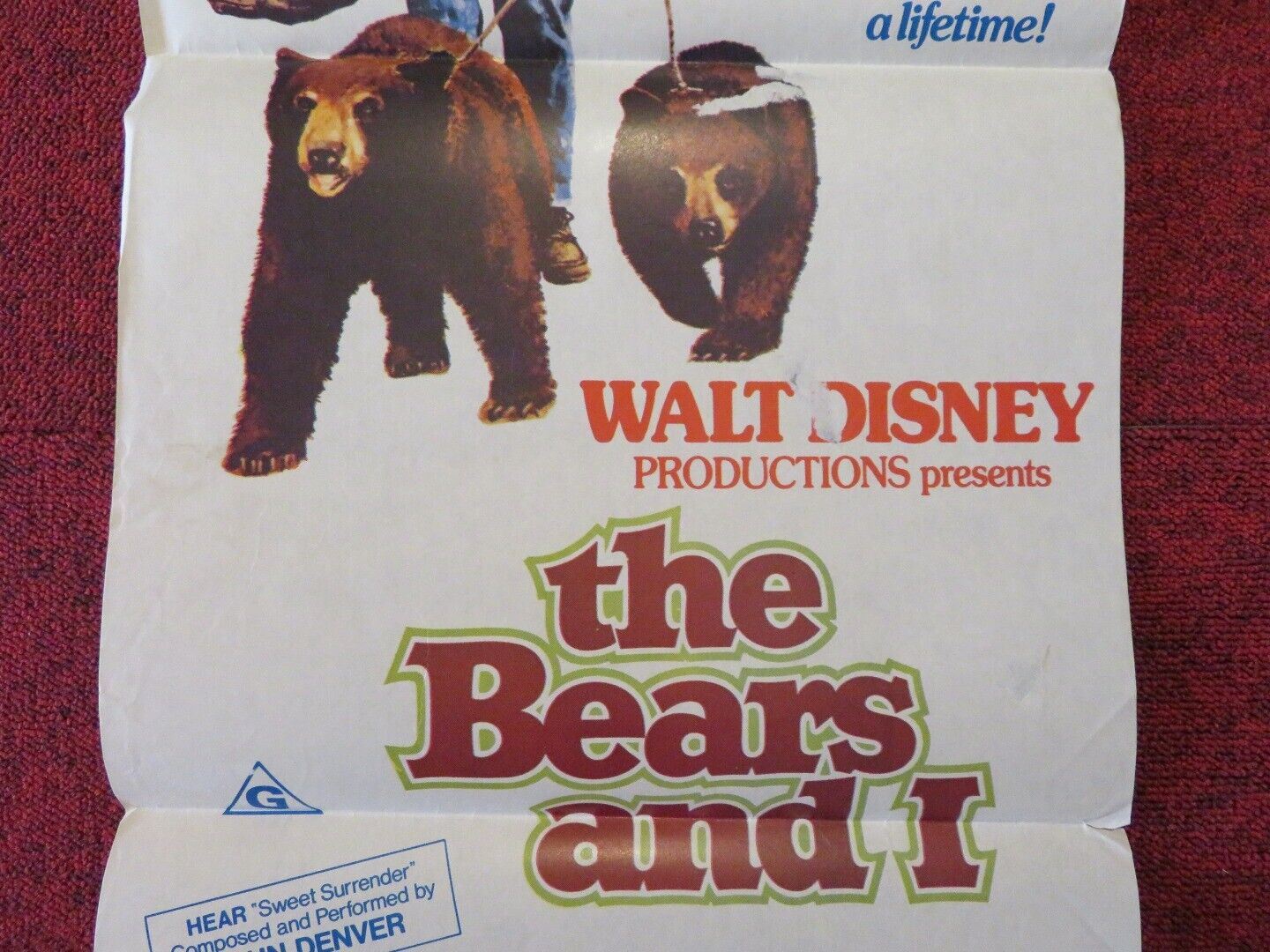 THE BEARS AND I FOLDED AUSTRALIAN DAYBILL POSTER DISNEY PATRICK WAYNE 1974 Movie posters