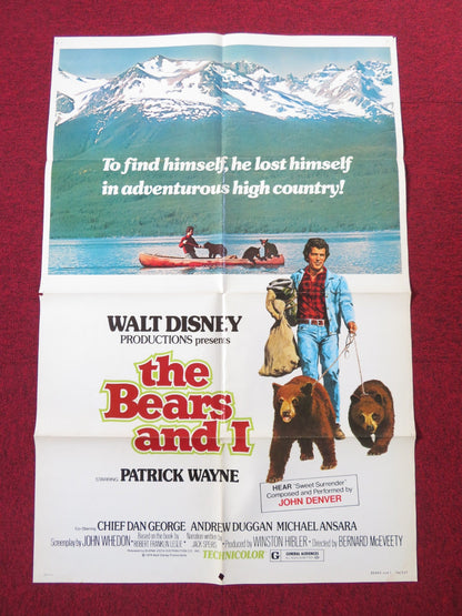 THE BEARS AND I FOLDED US ONE SHEET POSTER PATRICK WAYNE CHIEF DAN GEORGE 1974 Rendezvous Cinema Movie posters