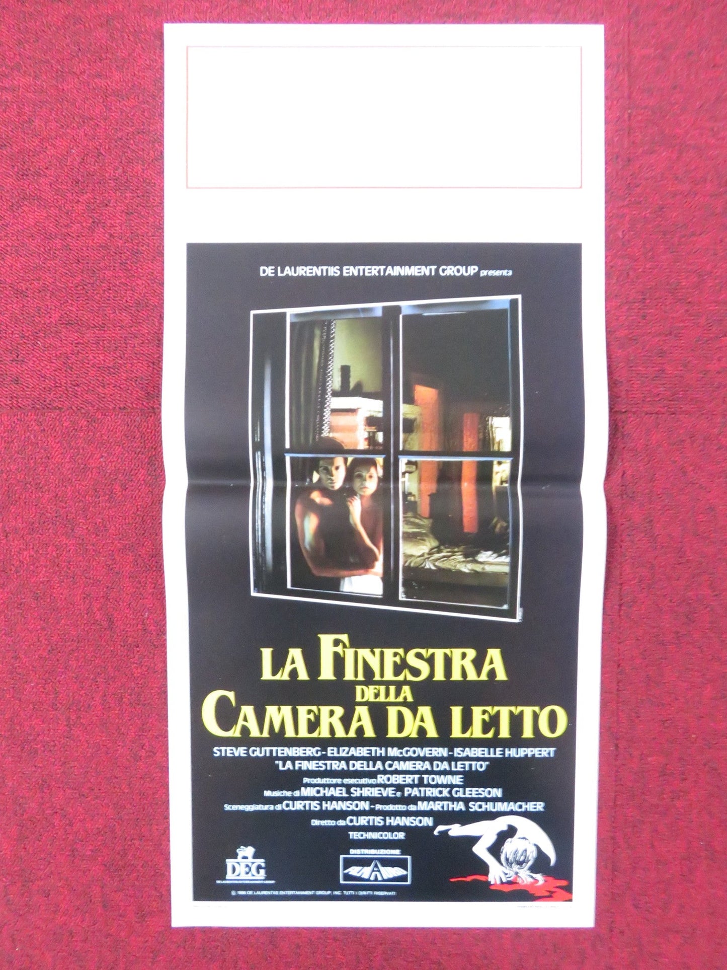 THE BEDROOM WINDOW ITALIAN LOCANDINA POSTER STEVE GUTTENBERG 1987 Rendezvous Cinema Movie posters