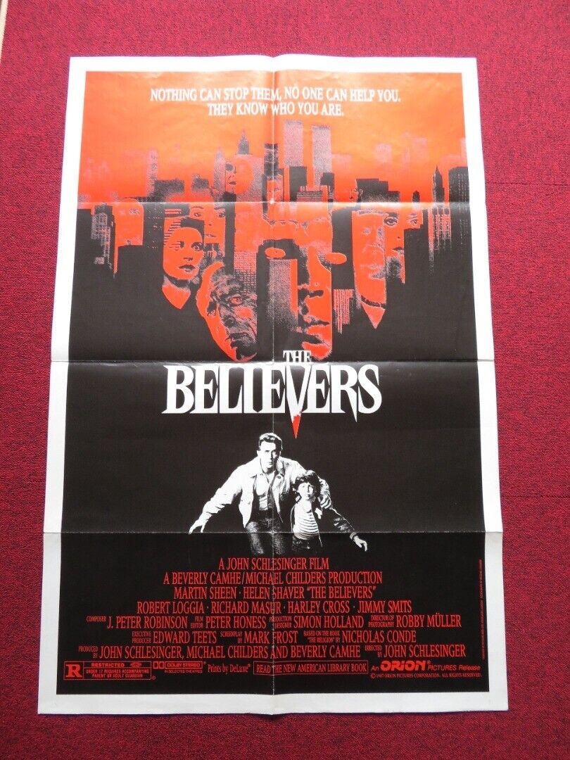 THE BELIEVERS FOLDED US ONE SHEET POSTER MARTIN SHEEN HELEN SHAVER 1987 Movie posters