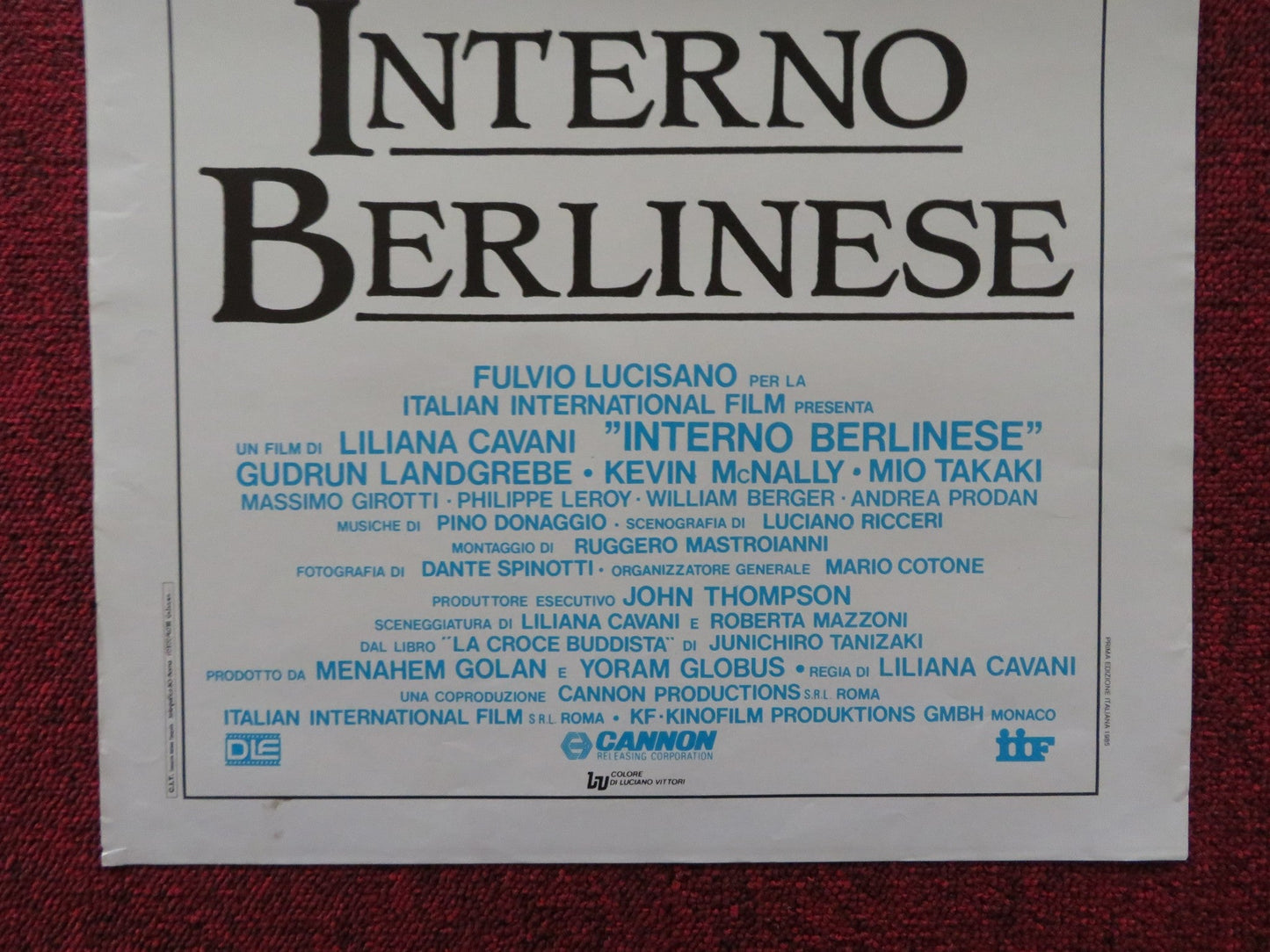 THE BERLIN AFFAIR ITALIAN LOCANDINA POSTER GUDRUN LANDGREBE KEVIN MCNALLY 1985 Rendezvous Cinema Movie posters
