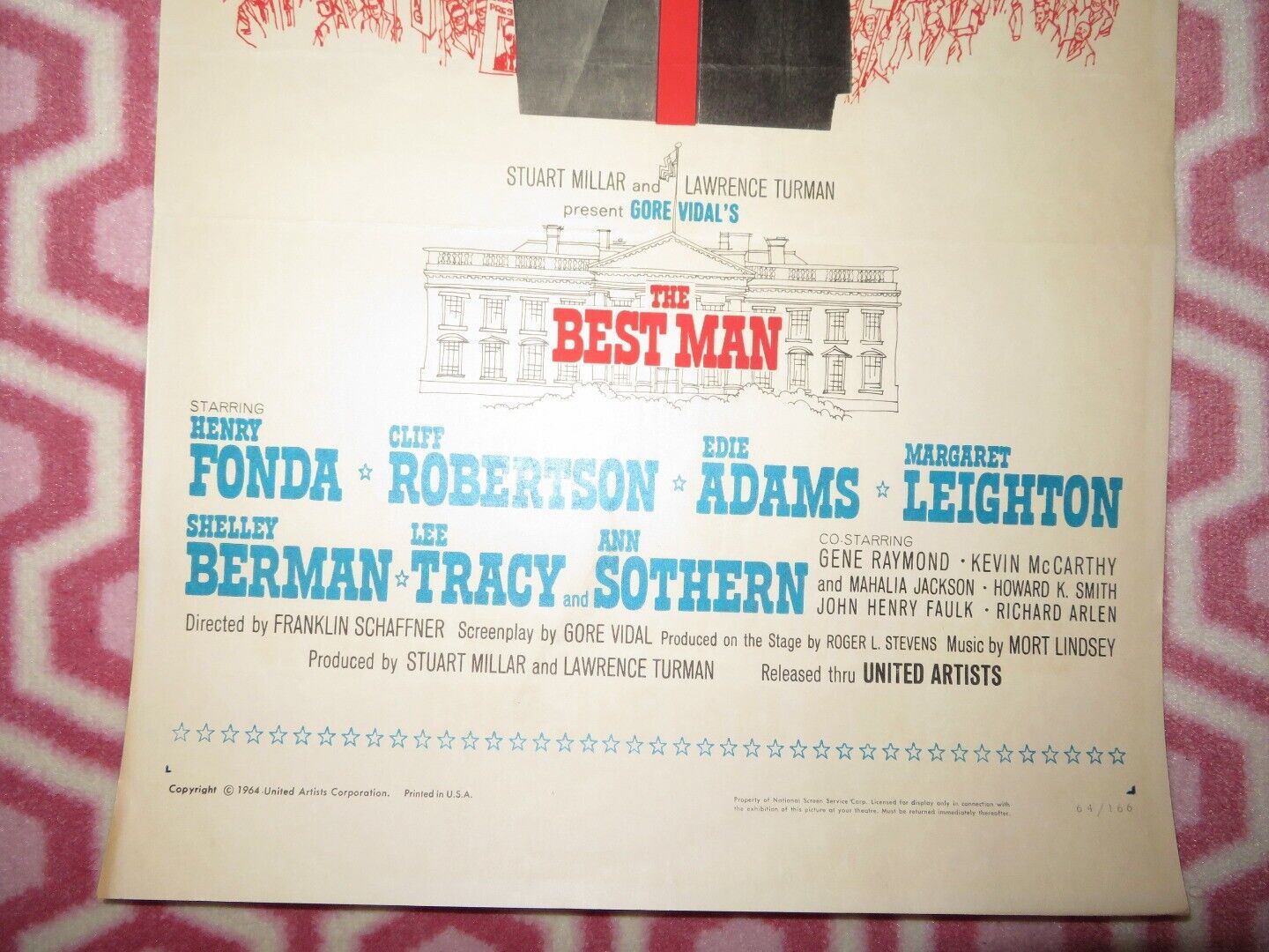 THE BESTMAN US INSERT (14"x 36") POSTER HENRY FONDA EDIE ADAMS 1964 Movie posters
