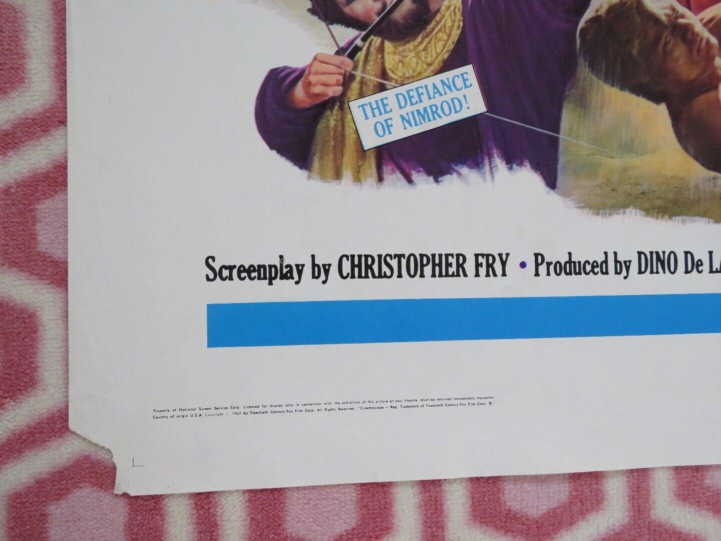 THE BIBLE IN THE BEGINNING FOLDED US ONE SHEET POSTER STEPHEN BOYD A GARDNER '67 - Rendezvous Cinema