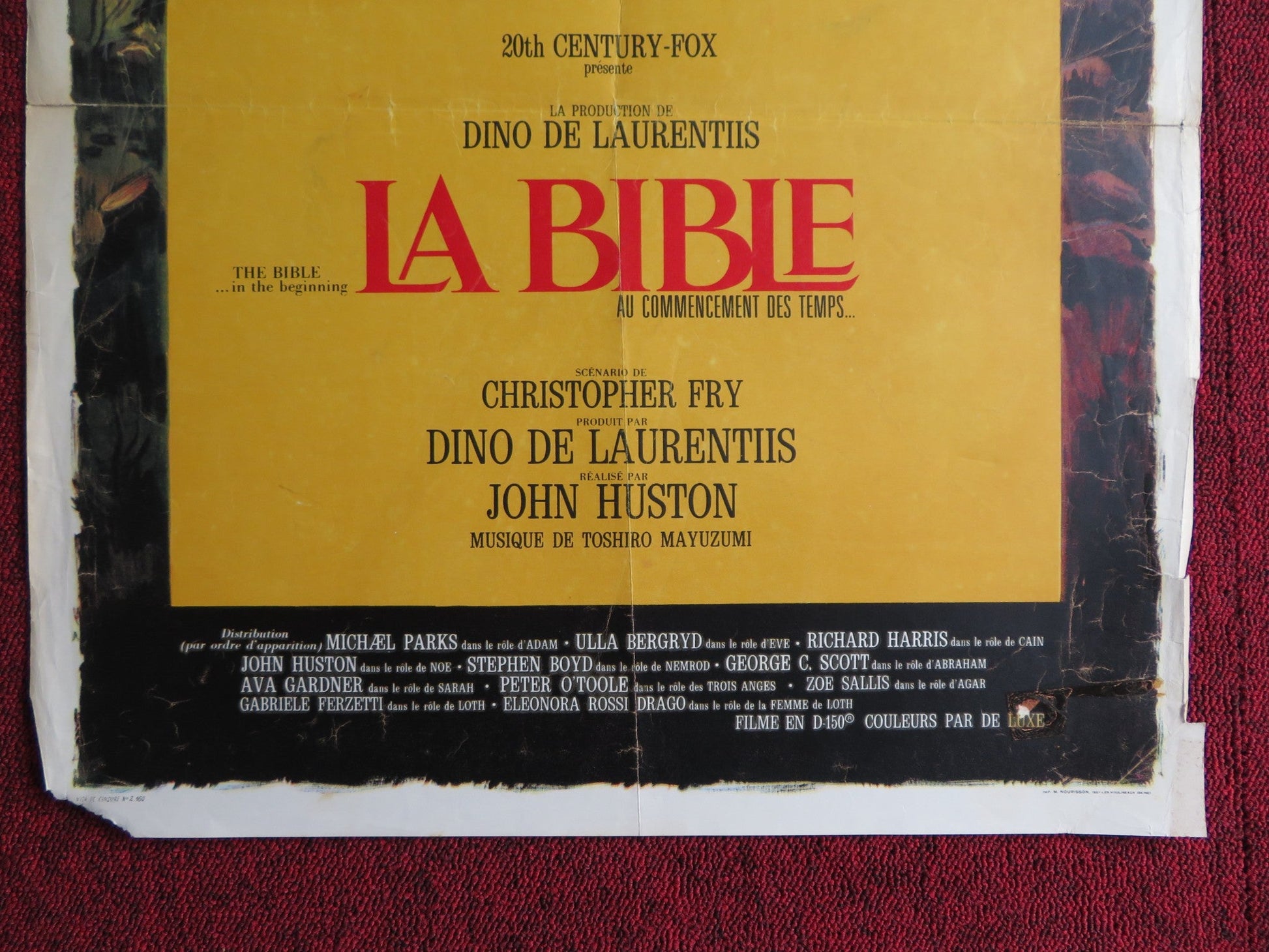 THE BIBLE: IN THE BEGINNING FRENCH POSTER MICHAEL PARKS RICHARD HARRIS 1966 Rendezvous Cinema Movie posters