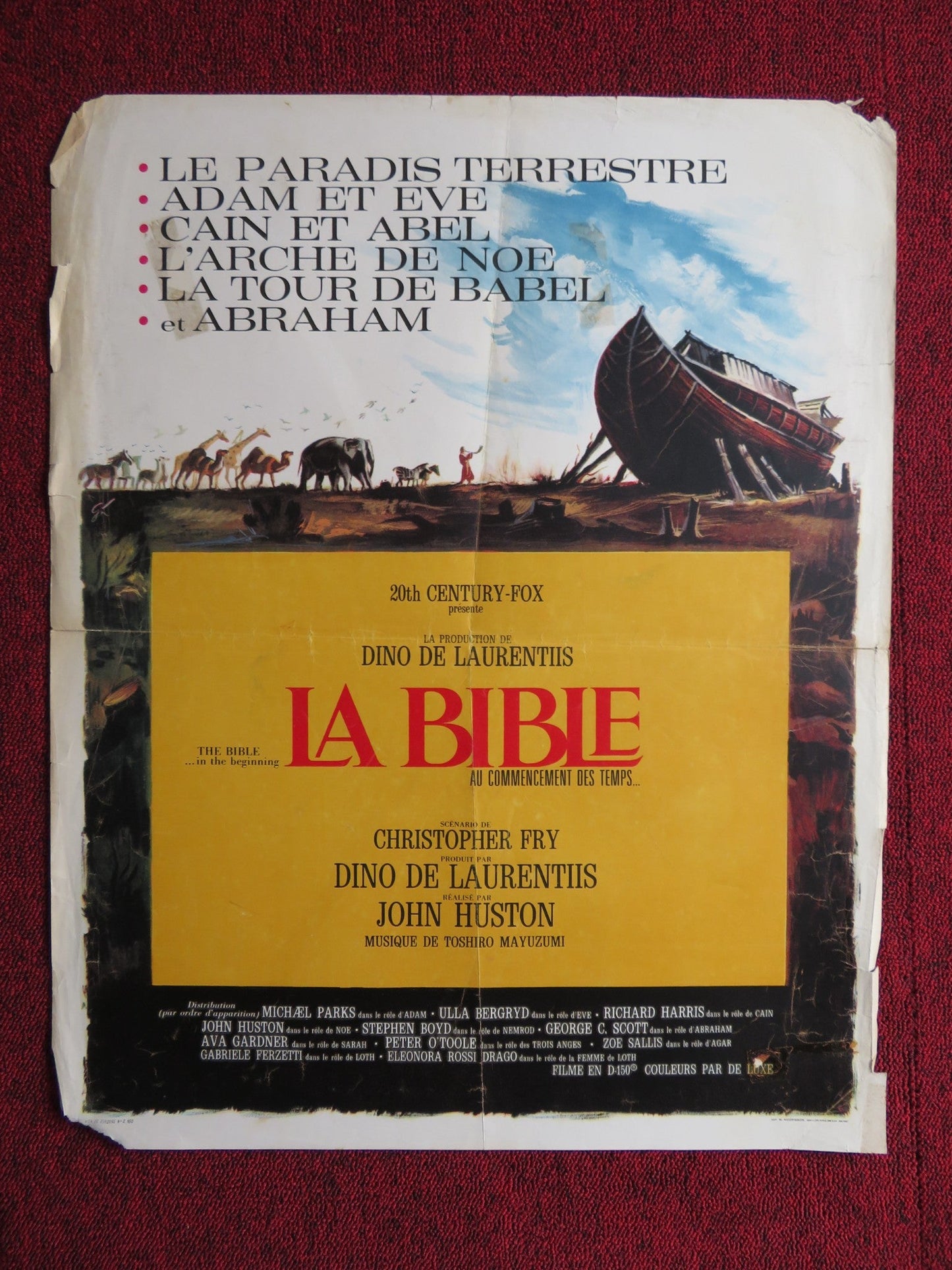 THE BIBLE: IN THE BEGINNING FRENCH POSTER MICHAEL PARKS RICHARD HARRIS 1966 Rendezvous Cinema Movie posters