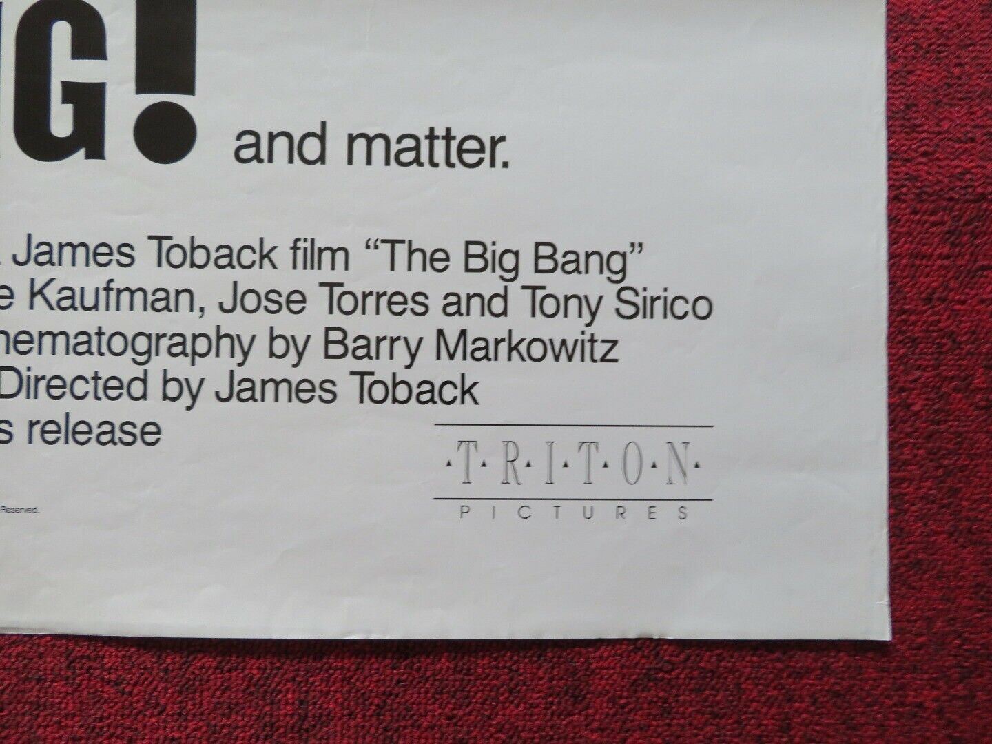 THE BIG BANG FOLDED US ONE SHEET POSTER DARRYL DAWKINS 1989 Movie posters