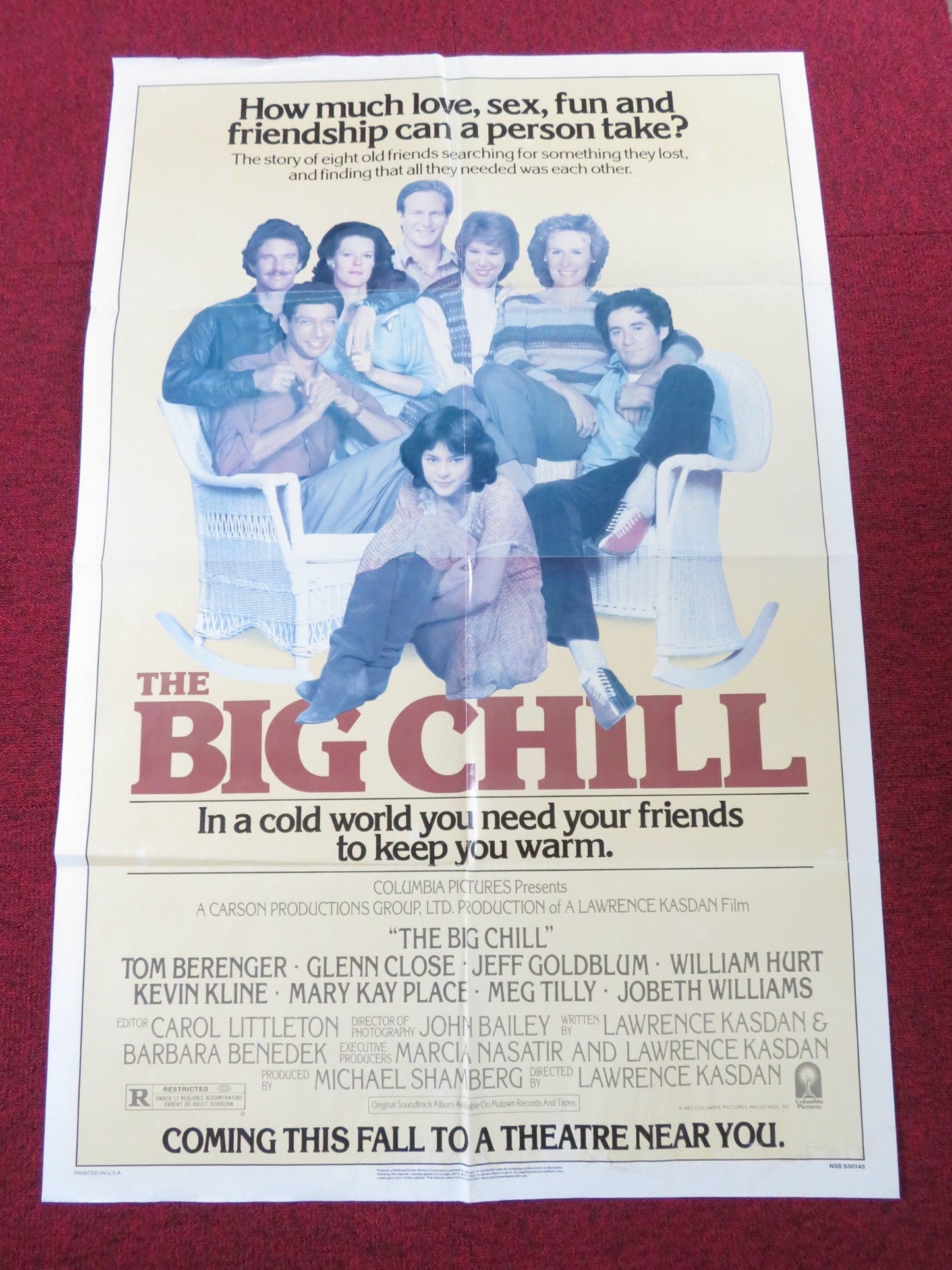 THE BIG CHILL FOLDED US ONE SHEET POSTER TOM BERENGER GLENN CLOSE 1983 Rendezvous Cinema Movie posters
