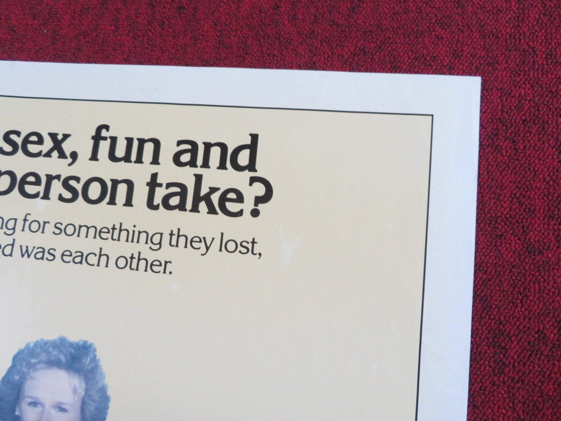 THE BIG CHILL FOLDED US ONE SHEET POSTER TOM BERENGER GLENN CLOSE 1983 Rendezvous Cinema Movie posters