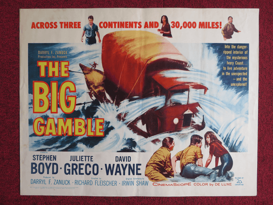 THE BIG GAMBLE US HALF SHEET (22"x 28") POSTER STEPHEN BOYD JULIETTE GRECO 1961 Rendezvous Cinema Movie posters