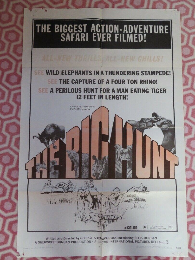 THE BIG HUNT FOLDED US ONE SHEET POSTER GEORGE SHERWOOD 1969 Movie posters