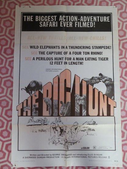 THE BIG HUNT FOLDED US ONE SHEET POSTER GEORGE SHERWOOD 1969 Movie posters