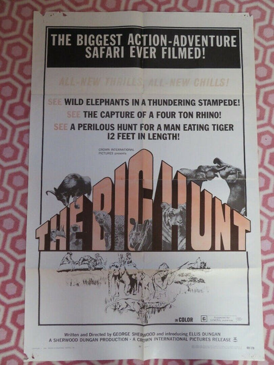THE BIG HUNT FOLDED US ONE SHEET POSTER GEORGE SHERWOOD 1969 Movie posters