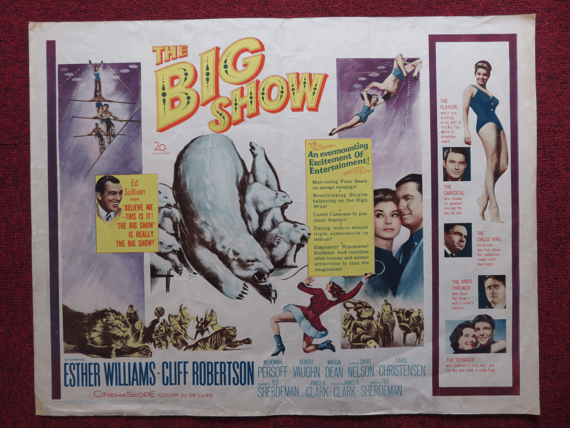 THE BIG SHOW US HALF SHEET (22"x 28") POSTER ESTHER WILLIAMS CLIFF ROBERTSON '61 Rendezvous Cinema Movie posters