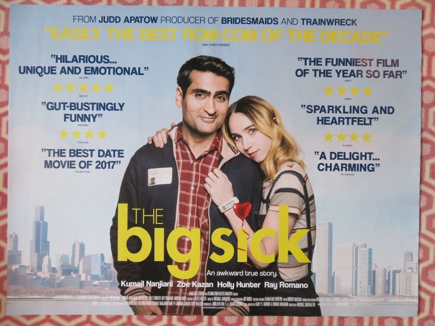 THE BIG SICK BRITISH QUAD (30"x 40") ROLLED POSTER RAY ROMANO ZOE KAZAN 2017 Movie posters