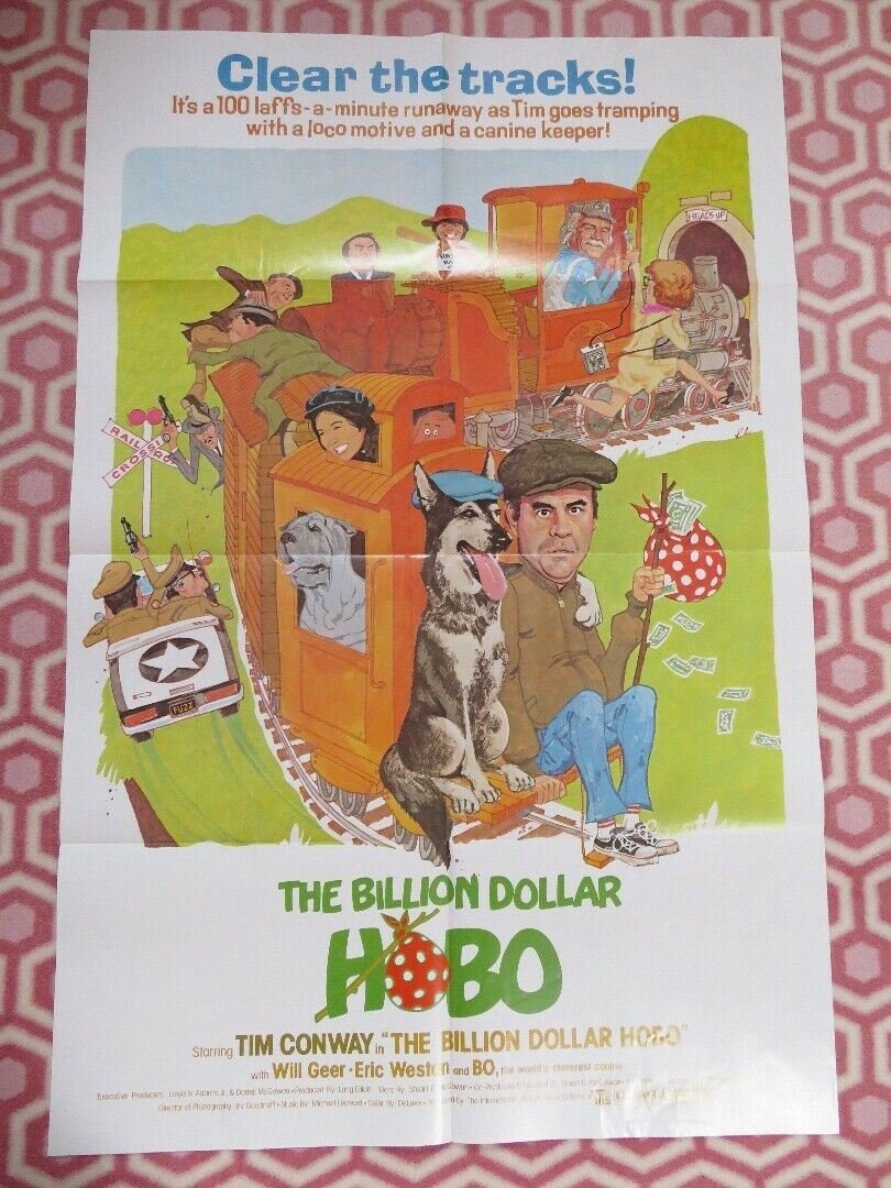 THE BILLON DOLLAR HOBO FOLDED US ONE SHEET POSTER TIM CONWAY WILL GEER 1977 Movie posters