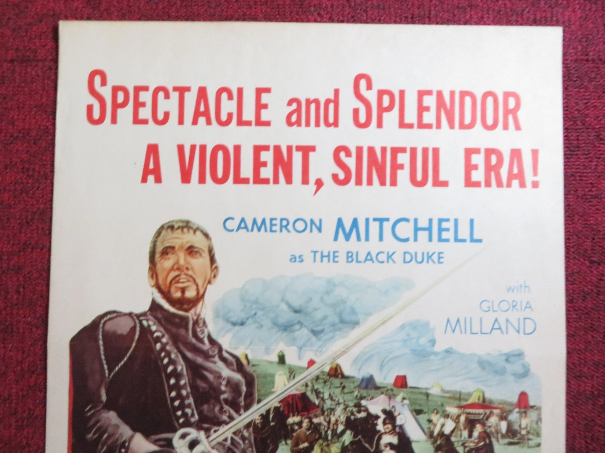 THE BLACK DUKE US INSERT (14"x 36") POSTER CAMERON MITCHELL GLORIA MILLAND 1964 Rendezvous Cinema Movie posters