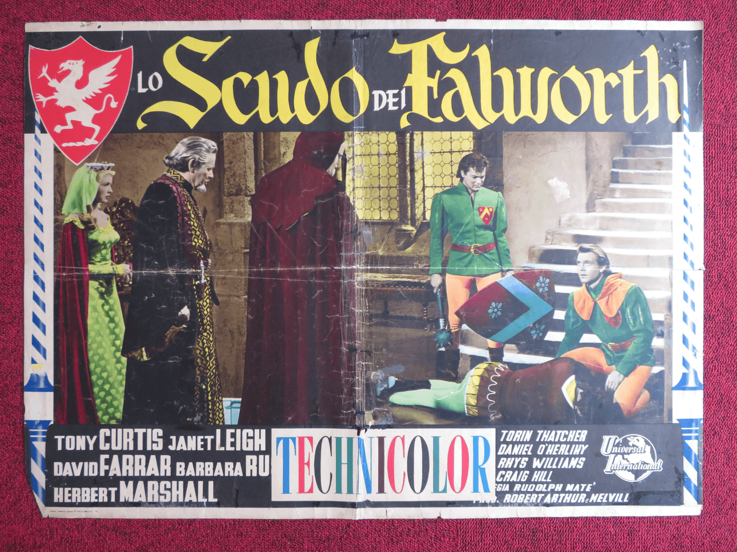 THE BLACK SHIELD OF FALWORTH ITALIAN FOTOBUSTA POSTER TONY CURTIS J.LEIGH 1954 Rendezvous Cinema Movie posters