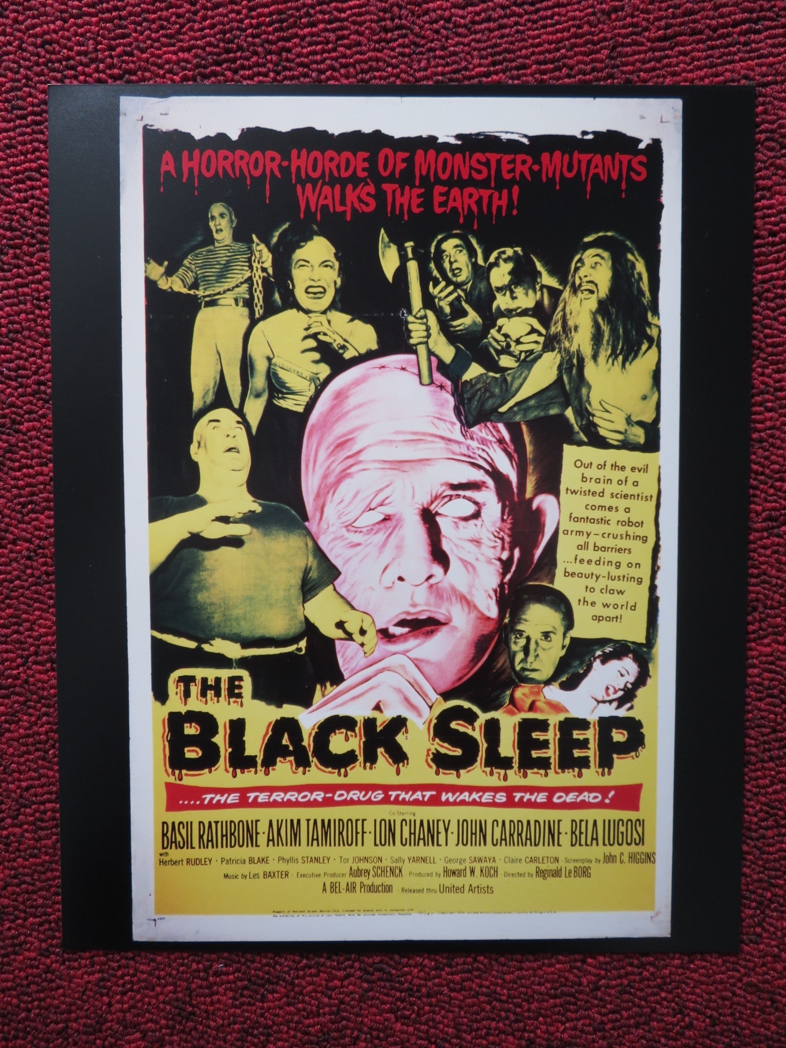 THE BLACK SLEEP DEALER PHOTO POSTER BELA LUGOSI BASIL RATHBONE 1956 Rendezvous Cinema Movie posters