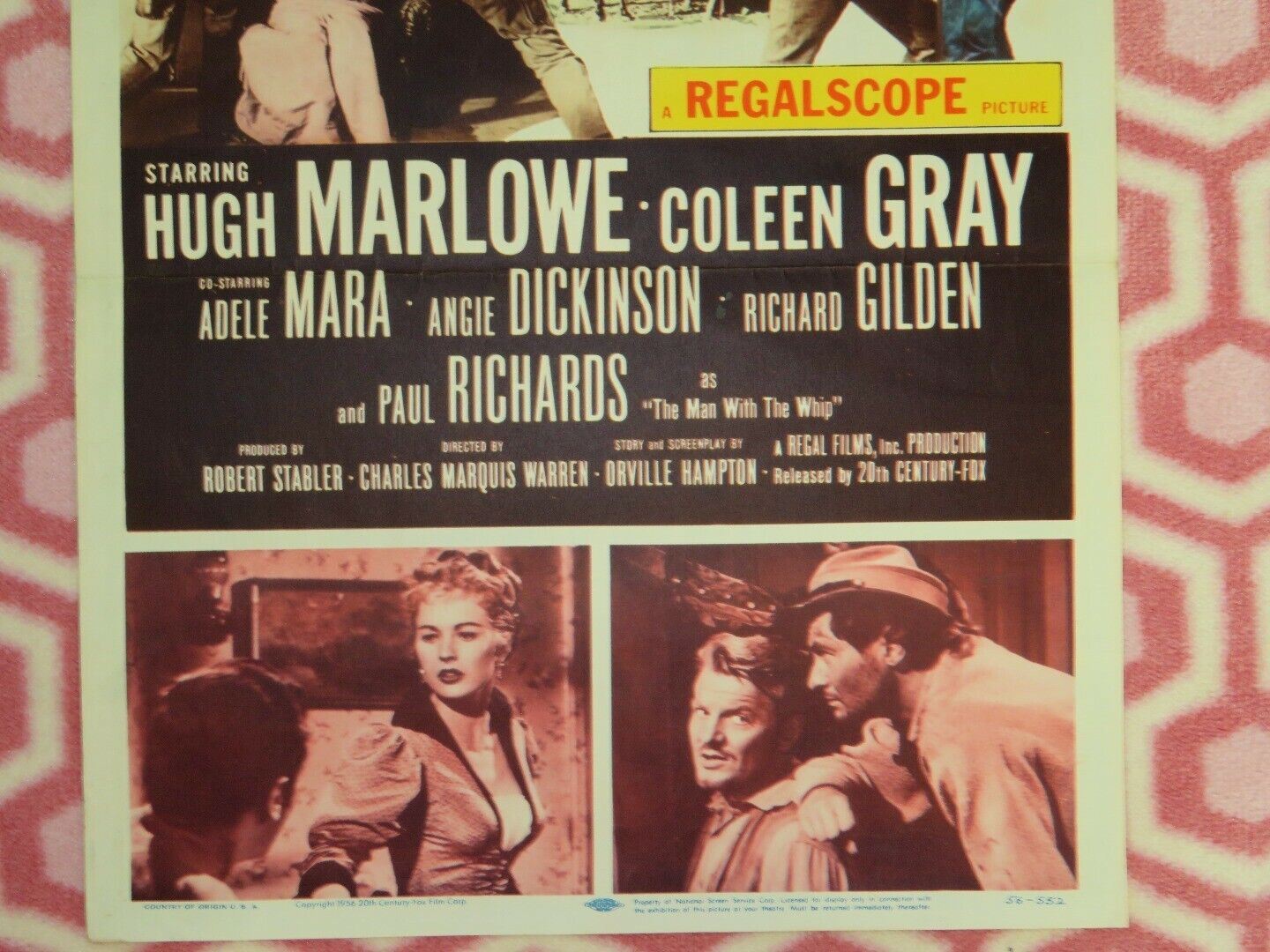 THE BLACK WHIP US INSERT (14"x 36") POSTER HUGH MARLOWE COLEEN GRAY 1956 - Rendezvous Cinema