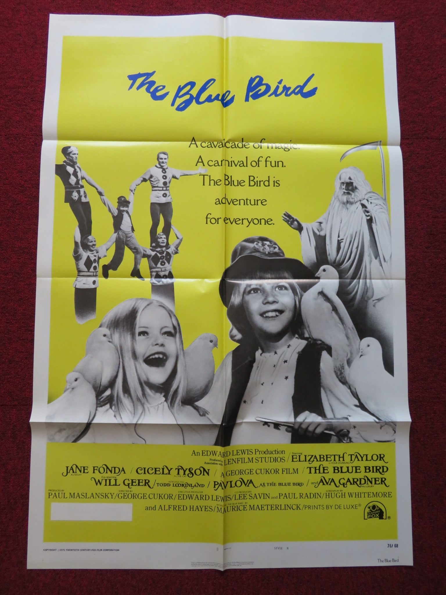 THE BLUE BIRD FOLDED US ONE SHEET POSTER ELIZABETH TAYLOR JANE FONDA 1976 Rendezvous Cinema Movie posters