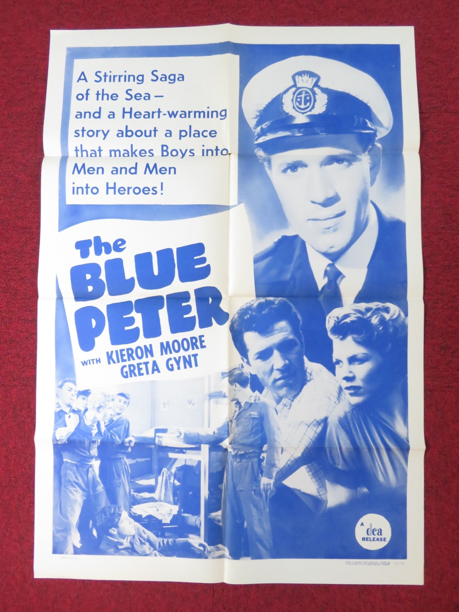 THE BLUE PETER FOLDED US ONE SHEET POSTER KIERON MOORE GRETA GYNT 1957 Rendezvous Cinema Movie posters