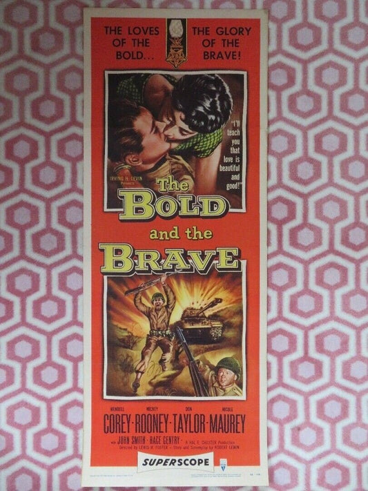 THE BOLD AND THE BRAVE US INSERT (14"x 36") POSTER WENDELL COREY M.ROONEY 1956 Movie posters