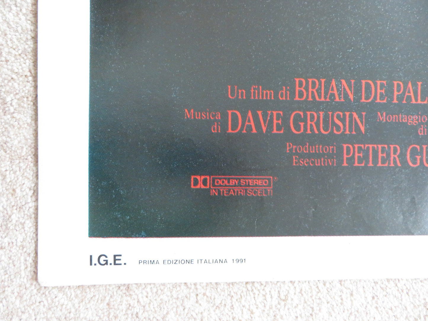 THE BONFIRE OF THE VANITIES ITALIAN 2 FOGLIO POSTER TOM HANKS BRUCE WILLIS '90 Rendezvous Cinema Movie posters