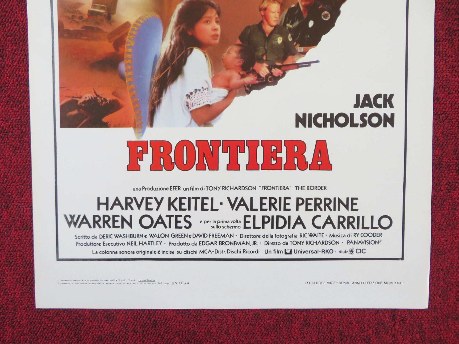 THE BORDER ITALIAN LOCANDINA POSTER JACK NICHOLSON HARVEY KEITEL 1982 Rendezvous Cinema Movie posters
