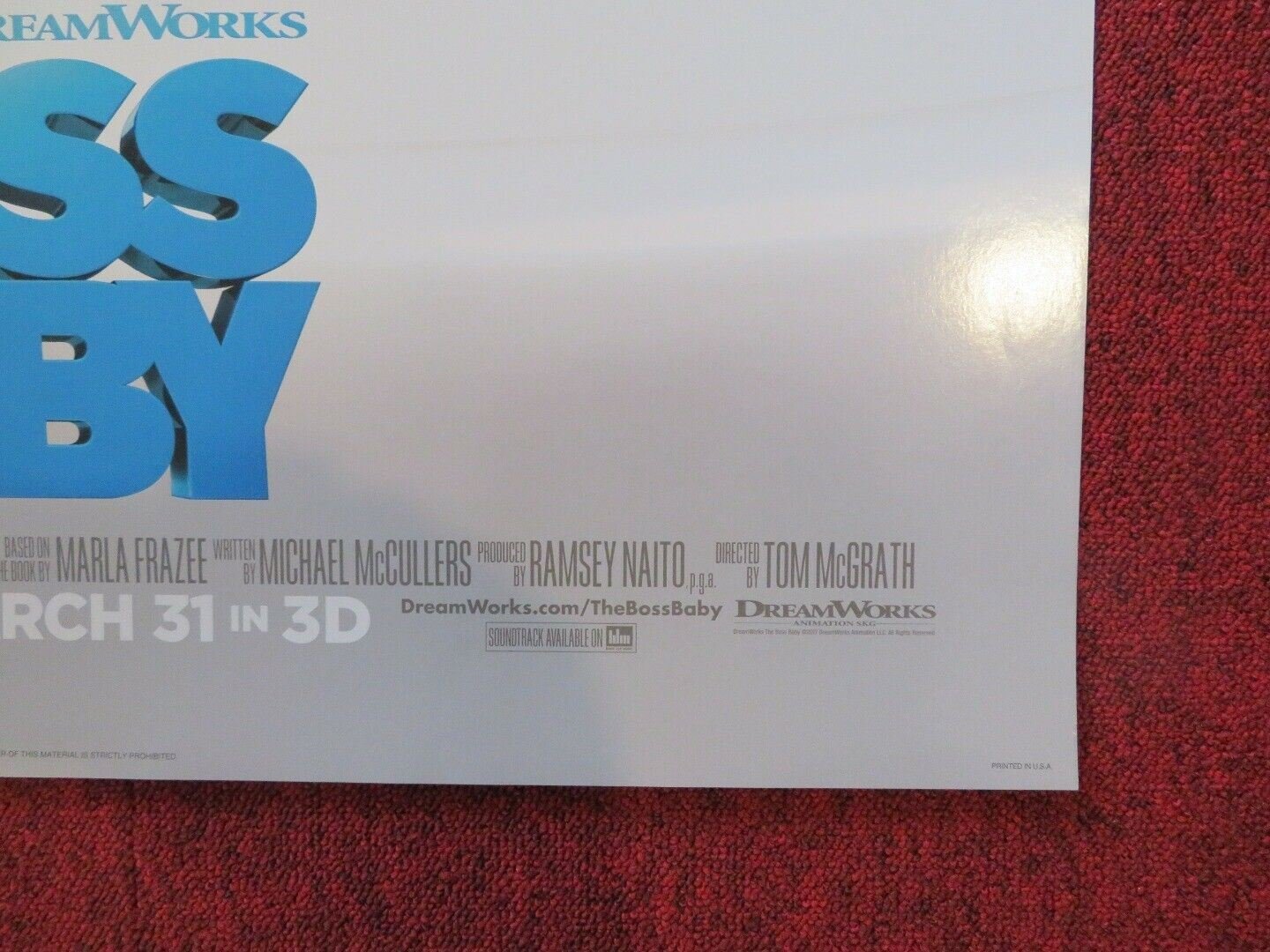 THE BOSS BABY VERSION B US ONE SHEET ROLLED POSTER ALEC BALDWIN 2017 - Rendezvous Cinema