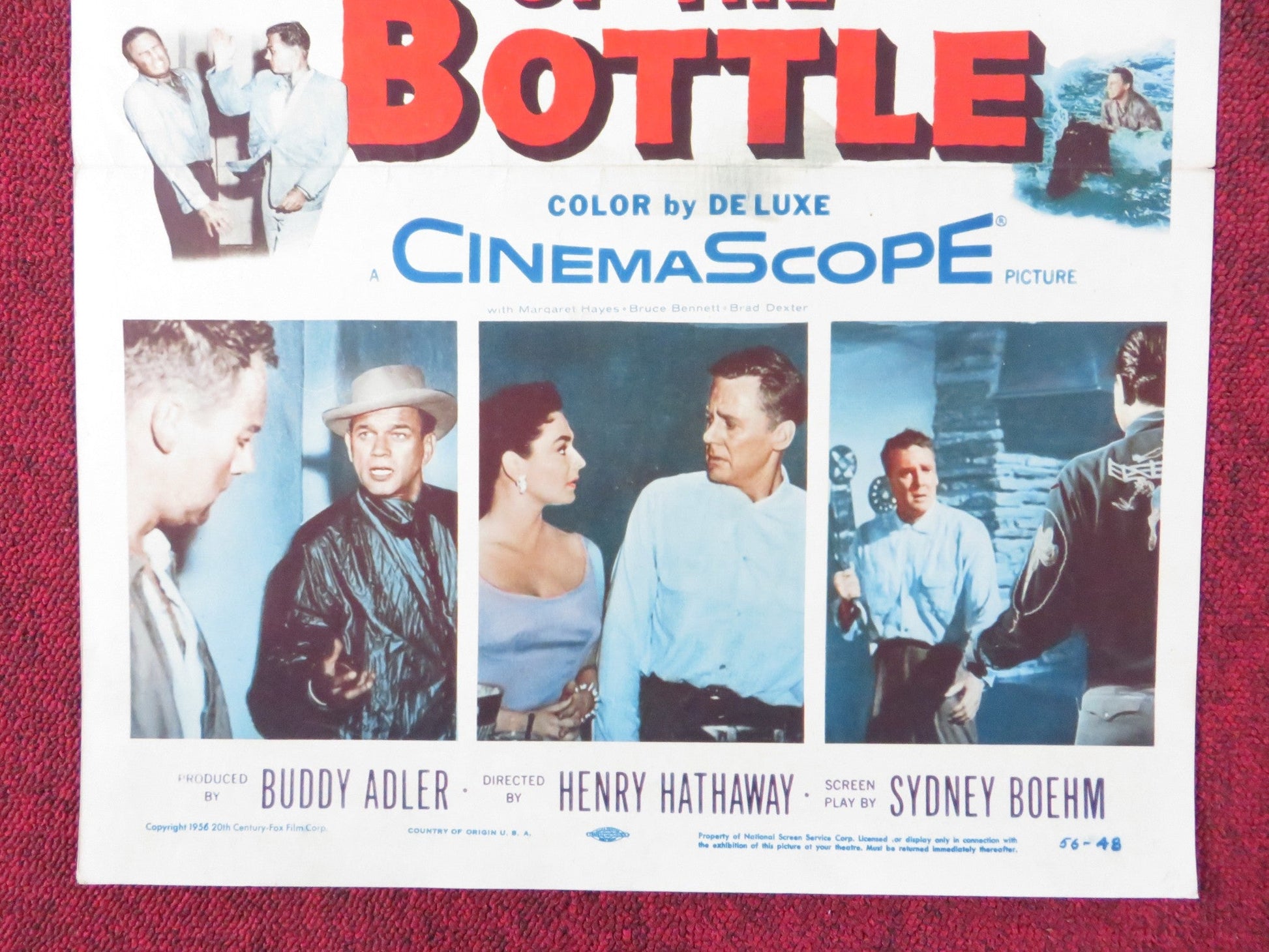 THE BOTTOM OF THE BOTTLE US INSERT (14"x 36") POSTER VAN JOHNSON COTTEN 1956 Rendezvous Cinema Movie posters