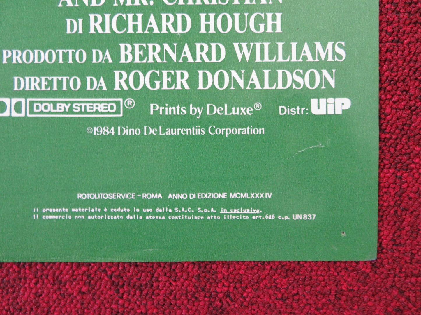 THE BOUNTY - F ITALIAN FOTOBUSTA POSTER MEL GIBSON ANTHONY HOPKINS 1984 Rendezvous Cinema Movie posters