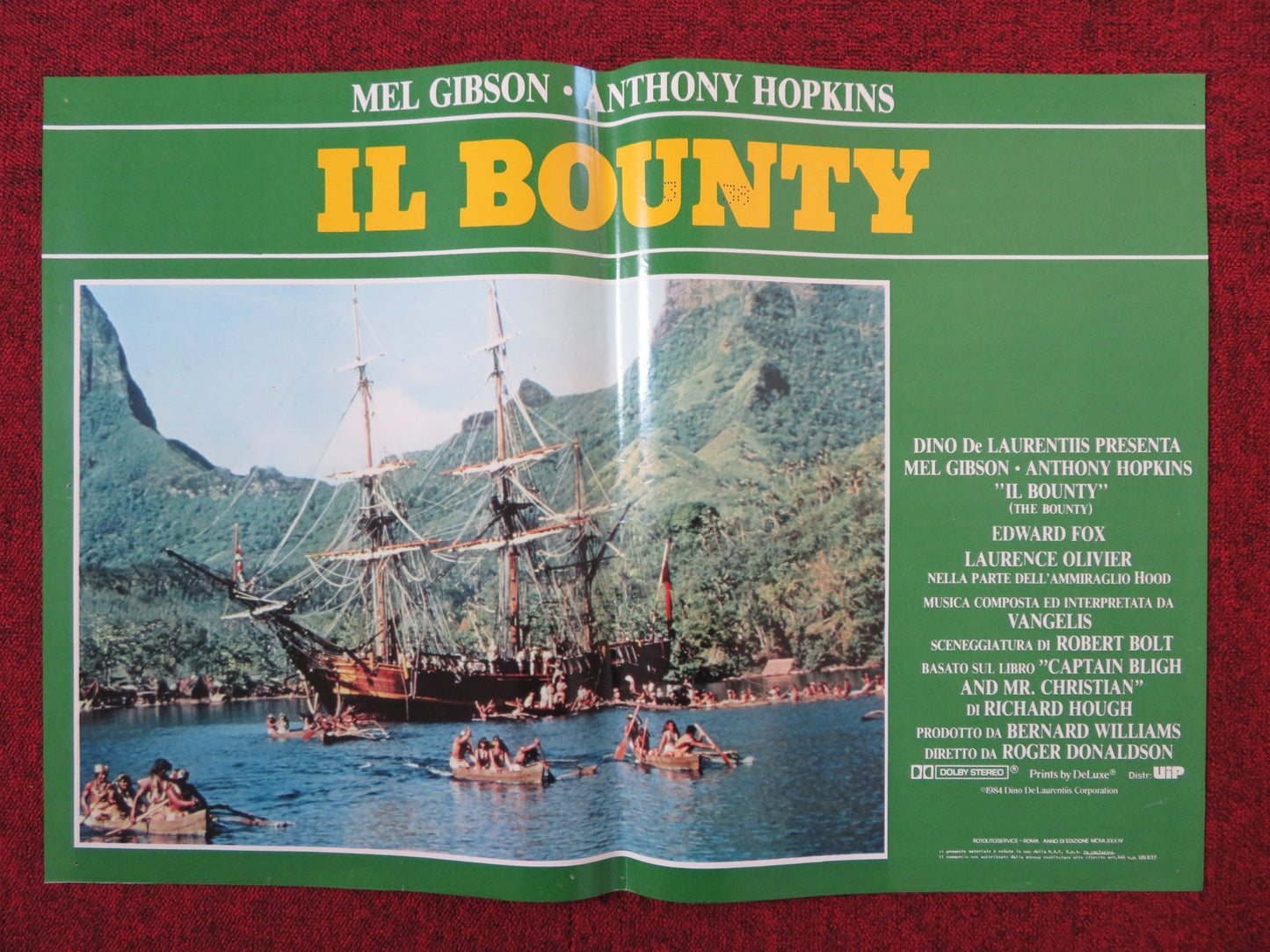 THE BOUNTY - F ITALIAN FOTOBUSTA POSTER MEL GIBSON ANTHONY HOPKINS 1984 Rendezvous Cinema Movie posters
