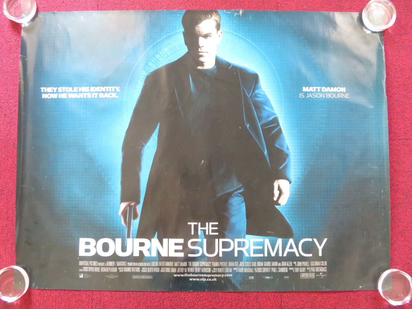 THE BOURNE SUPREMACY UK QUAD (30"x 40") ROLLED POSTER MATT DAMON F. POTENTE 2004 Rendezvous Cinema Movie posters