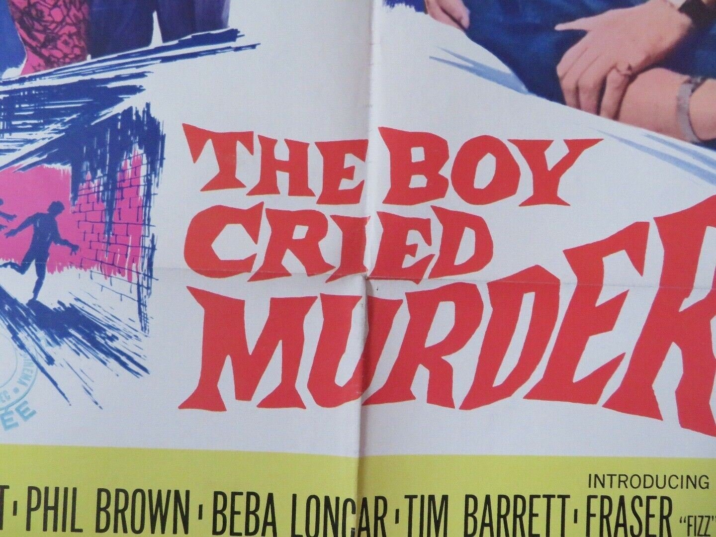 THE BOY CRIED MURDER ONE SHEET POSTER FOLDED VERONICA HURST PHIL BROWN 1966 Rendezvous Cinema Movie posters