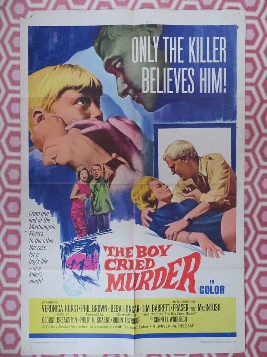 THE BOY CRIED MURDER ONE SHEET POSTER FOLDED VERONICA HURST PHIL BROWN 1966 Rendezvous Cinema Movie posters